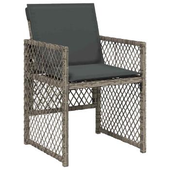 5-tlg. Garten-Essgruppe mit Kissen Grau Poly Rattan