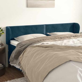 ARDEBO.de - Kopfteil mit Ohren Dunkelblau 203x23x78/88 cm Samt
