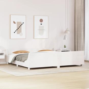 ARDEBO.de - Massivholzbett ohne Matratze Weiß 200x200 cm Kiefernholz