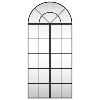 Wandspiegel Schwarz 60x130 cm Gewölbt Eisen
