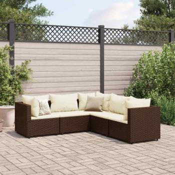 ARDEBO.de - 5-tlg. Garten-Lounge-Set mit Kissen Braun Poly Rattan