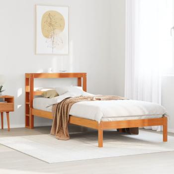 ARDEBO.de - Bettgestell mit Kopfteil ohne Matratze Wachsbraun 75x190 cm