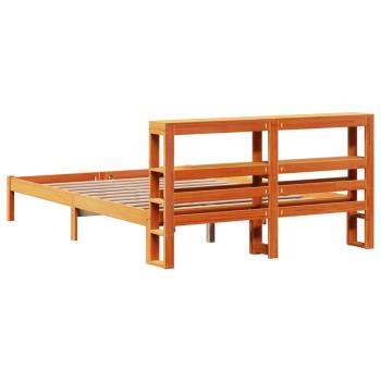 Bettgestell mit Kopfteil ohne Matratze Wachsbraun 120x200 cm