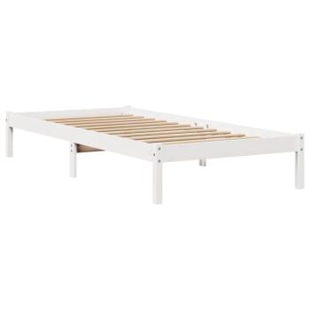 Massivholzbett ohne Matratze Weiß 75x190 cm Kiefernholz