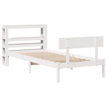 Massivholzbett ohne Matratze Weiß 75x190 cm Kiefernholz