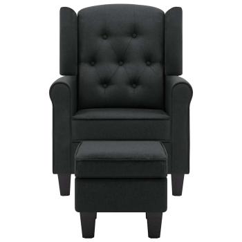 Sessel mit Fu?hocker Dunkelgrau Stoff