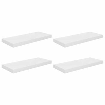 Schweberegale 4 Stk. Hochglanz-Wei? 60x23,5x3,8 cm MDF