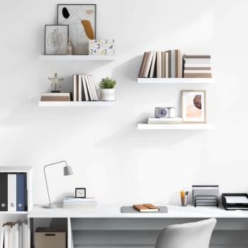 Schweberegale 4 Stk. Hochglanz-Wei? 60x23,5x3,8 cm MDF