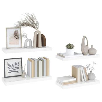 Schweberegale 4 Stk. Hochglanz-Wei? 60x23,5x3,8 cm MDF