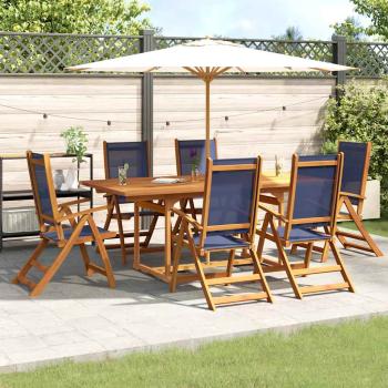 ARDEBO.de - 7-tlg. Garten-Essgruppe Massivholz Akazie und Textilene