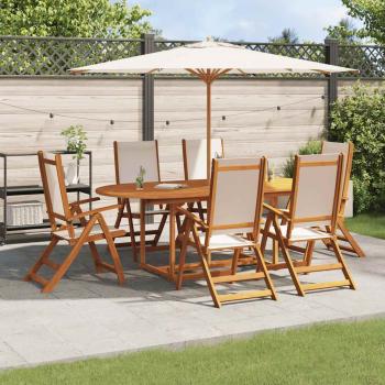 ARDEBO.de - 7-tlg. Garten-Essgruppe Massivholz Akazie und Textilene