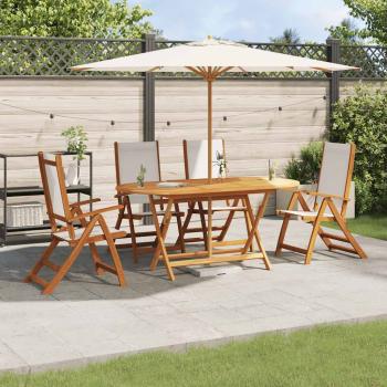 ARDEBO.de - 5-tlg. Garten-Essgruppe Massivholz Akazie und Textilene