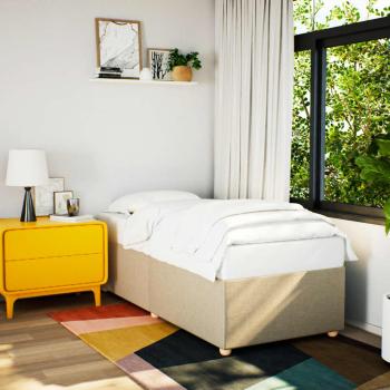 ARDEBO.de - Bettgestell ohne Matratze Creme 90x190 cm Stoff