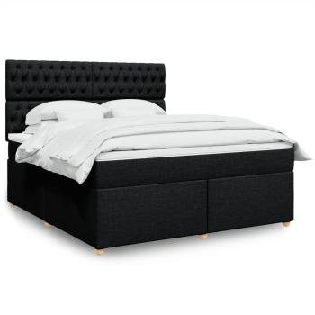 ARDEBO.de - Boxspringbett mit Matratze Schwarz 180x200 cm Stoff