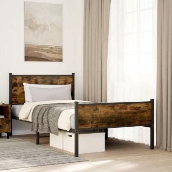 ARDEBO.de - Metallbett ohne Matratze Räuchereiche 100x190 cm