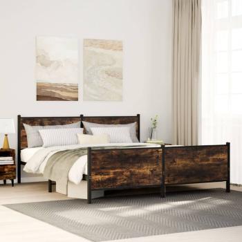 ARDEBO.de - Metallbett ohne Matratze Räuchereiche 183x213 cm