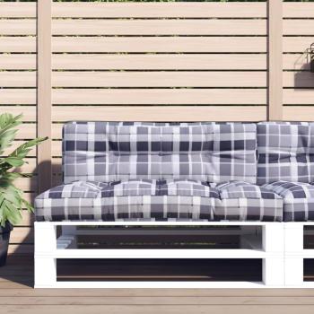 ARDEBO.de - Palettenkissen Grau Karomuster 120x40x12 cm Stoff