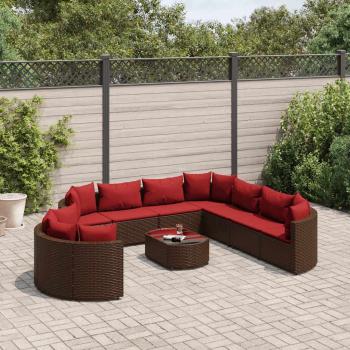 ARDEBO.de - 10-tlg. Garten-Sofagarnitur mit Kissen Braun Poly Rattan