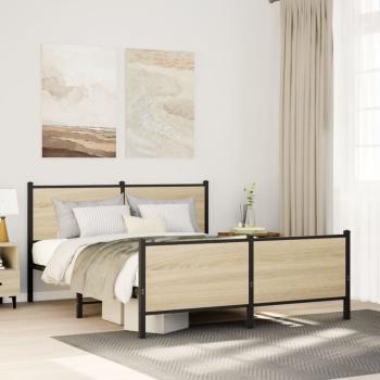 ARDEBO.de - Metallbett ohne Matratze Sonoma-Eiche 160x200 cm