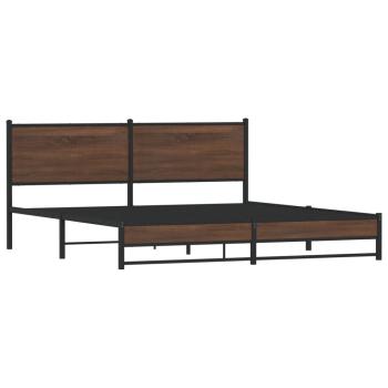 Metallbett ohne Matratze Braun Eichen-Optik 183x213 cm