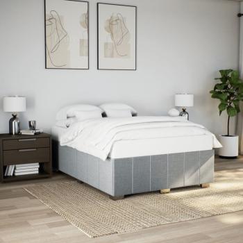 ARDEBO.de - Bettgestell ohne Matratze Hellgrau 140x190 cm Stoff