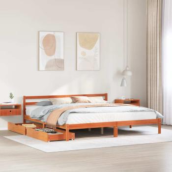 ARDEBO.de - Massivholzbett ohne Matratze Wachsbraun 200x200 Kiefernholz