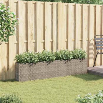 Pflanzkübel mit 2 Töpfen 2 Stk. Grau 90x20x40 cm Poly Rattan