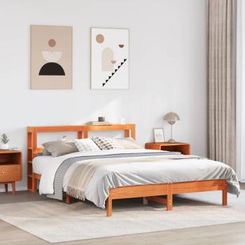 ARDEBO.de - Massivholzbett ohne Matratze Wachsbraun 135x190 cm Kiefernholz