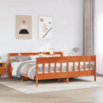ARDEBO.de - Massivholzbett ohne Matratze Wachsbraun 180x200 Kiefernholz