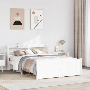 ARDEBO.de - Bettgestell mit Kopfteil ohne Matratze Weiß 150x200 cm