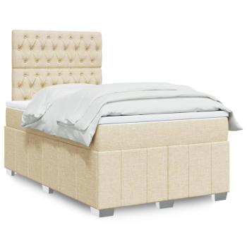 ARDEBO.de - Boxspringbett mit Matratze Creme 120x190 cm Stoff