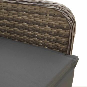 9-tlg. Garten-Bistro-Set mit Kissen Grau Poly Rattan
