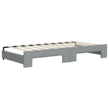 Tagesbett Ausziehbar mit Schubladen Hellgrau 100x190 cm Stoff