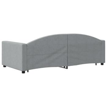 Tagesbett Ausziehbar mit Schubladen Hellgrau 100x190 cm Stoff