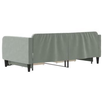 Tagesbett Ausziehbar mit Schubladen Hellgrau 100x190 cm Samt
