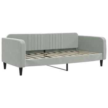 Tagesbett Ausziehbar mit Schubladen Hellgrau 100x190 cm Samt