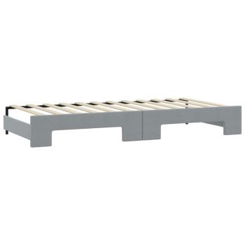 Tagesbett Ausziehbar mit Schubladen Hellgrau 100x190 cm Stoff