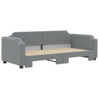 Tagesbett Ausziehbar Hellgrau 100x190 cm Stoff