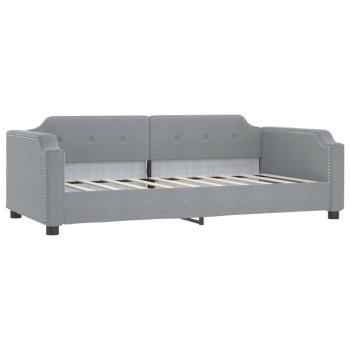 Tagesbett Ausziehbar Hellgrau 100x190 cm Stoff