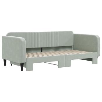 Tagesbett Ausziehbar Hellgrau 100x190 cm Samt