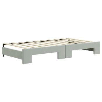 Tagesbett Ausziehbar Hellgrau 100x190 cm Samt