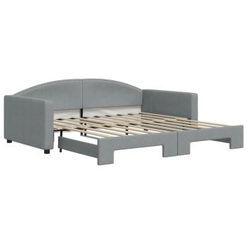 Tagesbett Ausziehbar Hellgrau 100x190 cm Stoff
