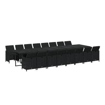 17-tlg. Garten-Essgruppe mit Kissen Schwarz Poly Rattan