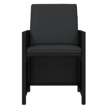 17-tlg. Garten-Essgruppe mit Kissen Schwarz Poly Rattan