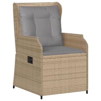 6-tlg. Garten-Lounge-Set mit Kissen Beige Poly Rattan