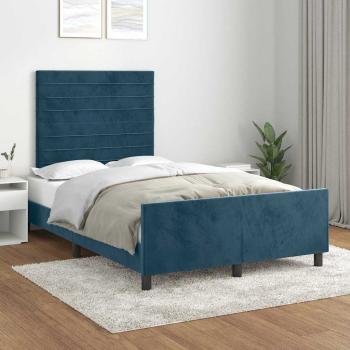 ARDEBO.de - Bettgestell ohne Matratze Dunkelblau 120x190 cm Samt