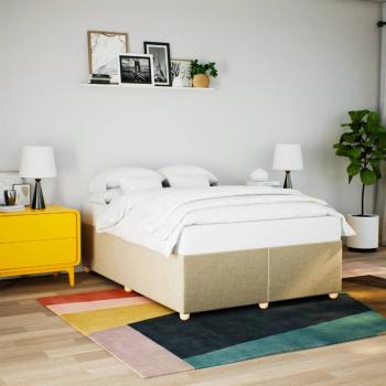 ARDEBO.de - Bettgestell ohne Matratze Creme 160x200 cm Stoff