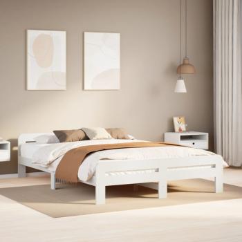 ARDEBO.de - Massivholzbett ohne Matratze Weiß 150x200 cm Kiefernholz