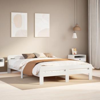 ARDEBO.de - Massivholzbett ohne Matratze Weiß 140x190 cm Kiefernholz