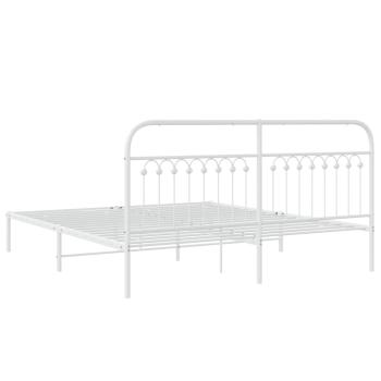 Bettgestell mit Kopfteil Metall Weiß 183x213 cm